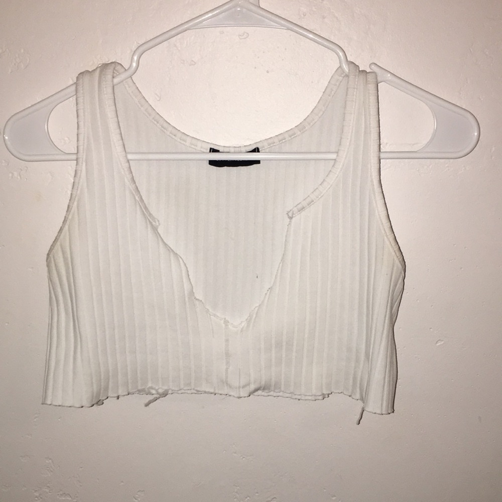 raw edge deep v neck tank top